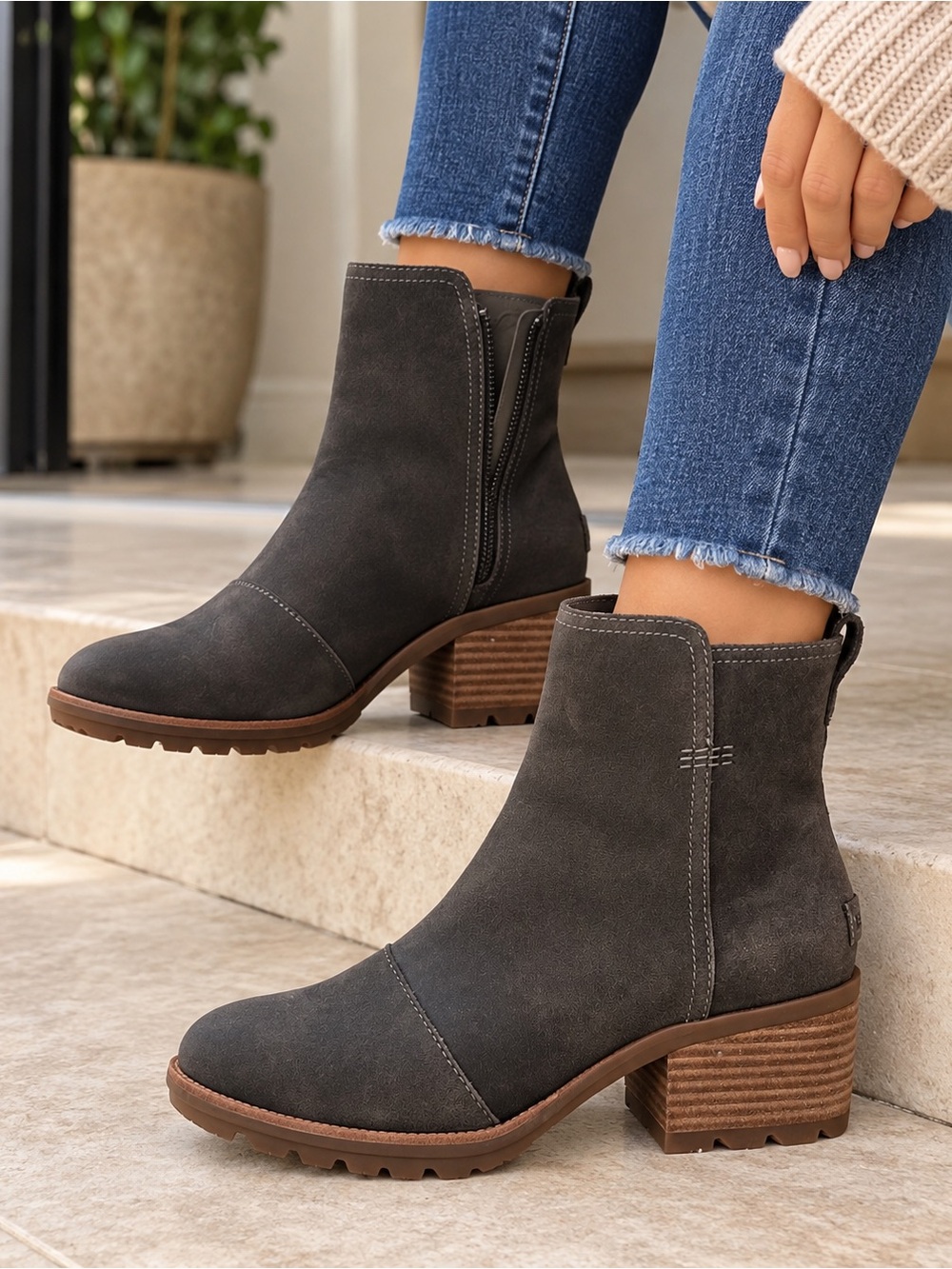 Sorel Women’s Cate Bootie Leather Heeled Ankle Boots Size 7
